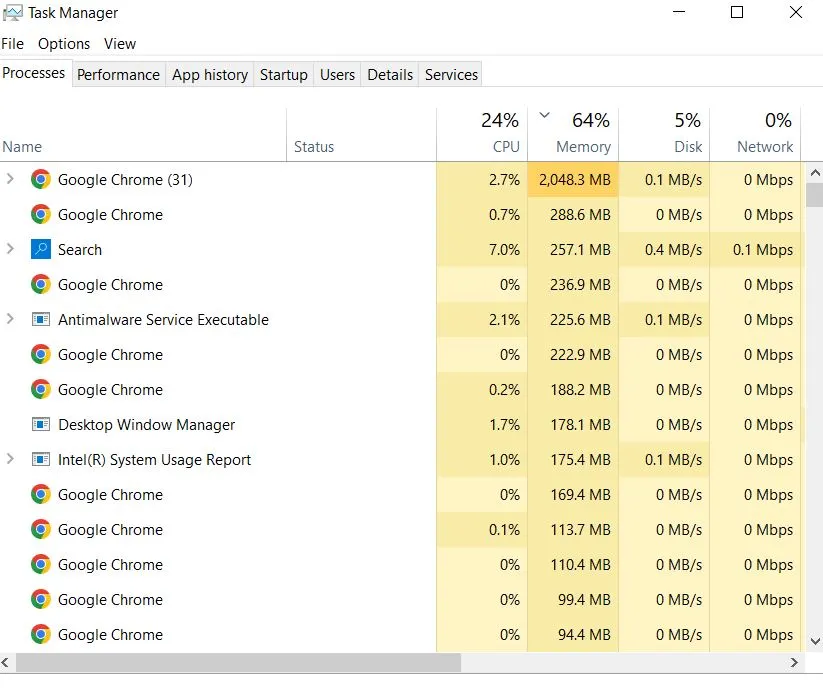 Task manager to disable background apps for better ray-tracing